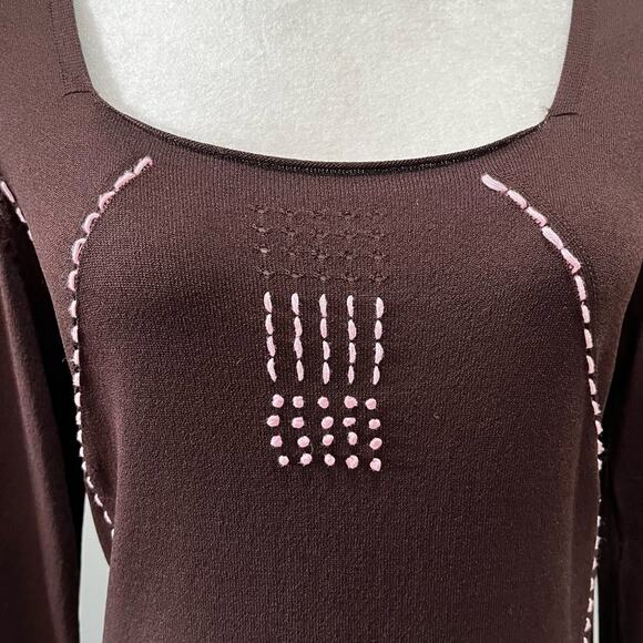 NEW BCBGMAXAZRIA Knit Classic Contrast Two Tone Scoop Neck Sweater Top M NWT - Picture 6 of 15